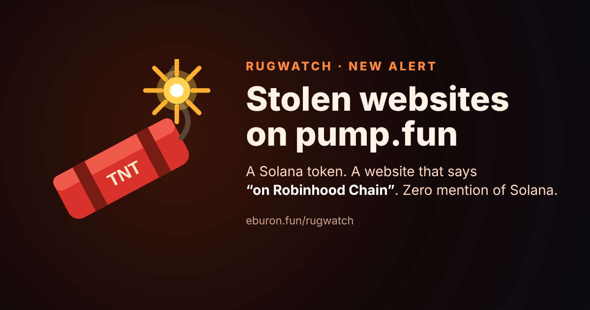 A stick of dynamite with a lit fuse: the new RugWatch alert for stolen websites